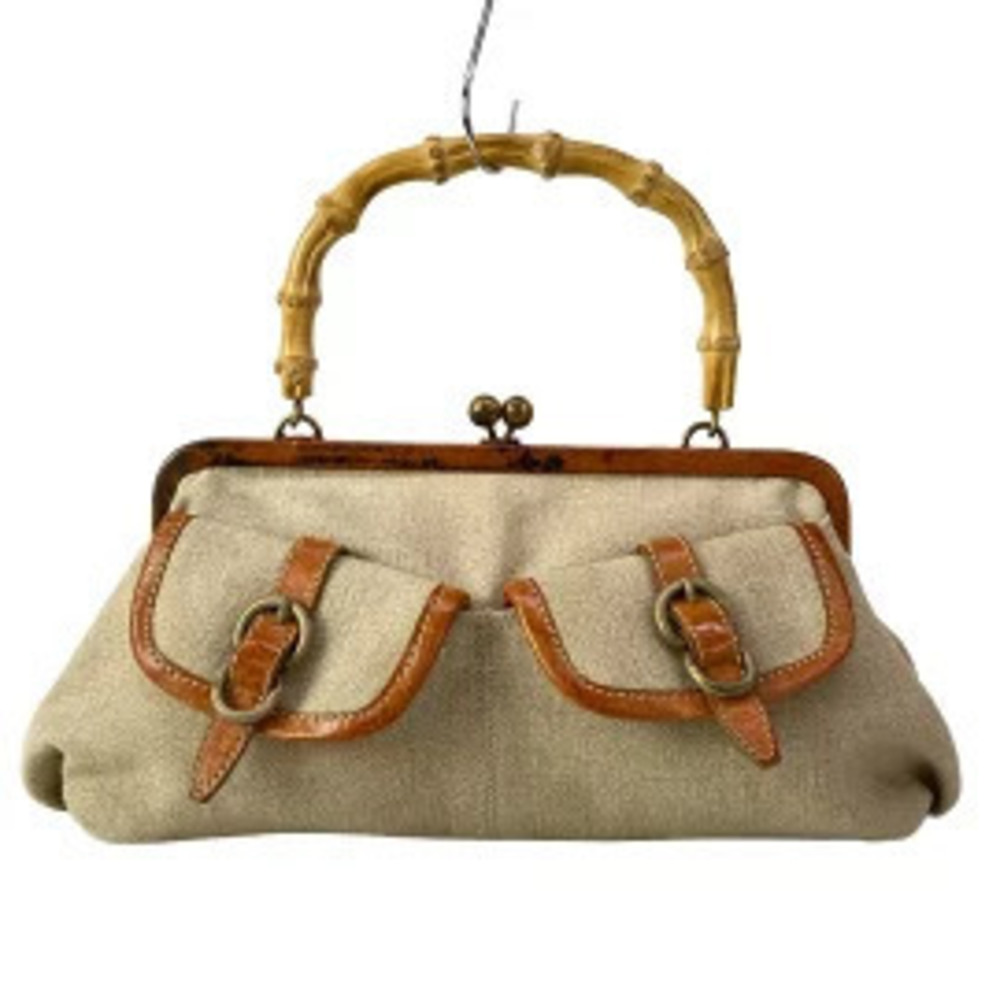 Miu Miu handbag clasp closure Beige Cream brown leather
